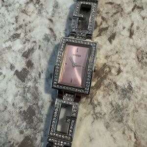 GUESS Swarovski Crystal Silver Pink Watch - small wrist